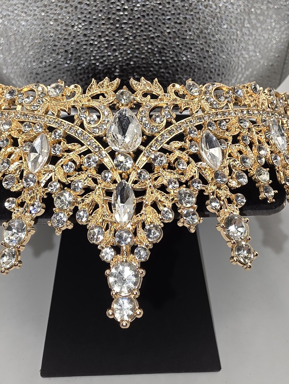 Gold Crystal Crown  Pageant Bridal Quinceañera  Sparkling Rhinestone Tiara - Picture 11 of 13